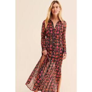 Free People Jerra Plaid Maxi Shirt Dress